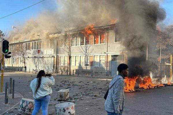 The blaze that engulfed Germiston's Home Affairs is under control, and two suspects were arrested.